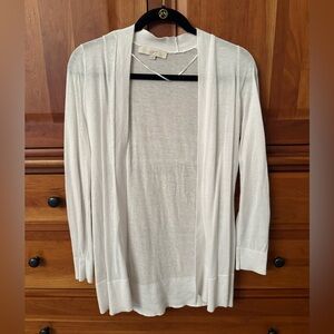 LOFT Women's White Open Lightweight Cardigan Sweater